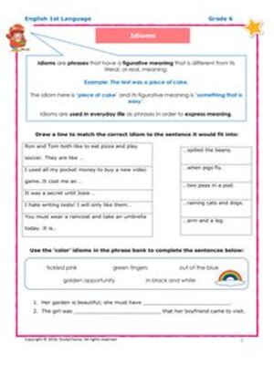 cover image of Grade 6 English: Idioms